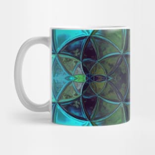 Mosaic Kaleidoscope Flower Blue and Green Mug